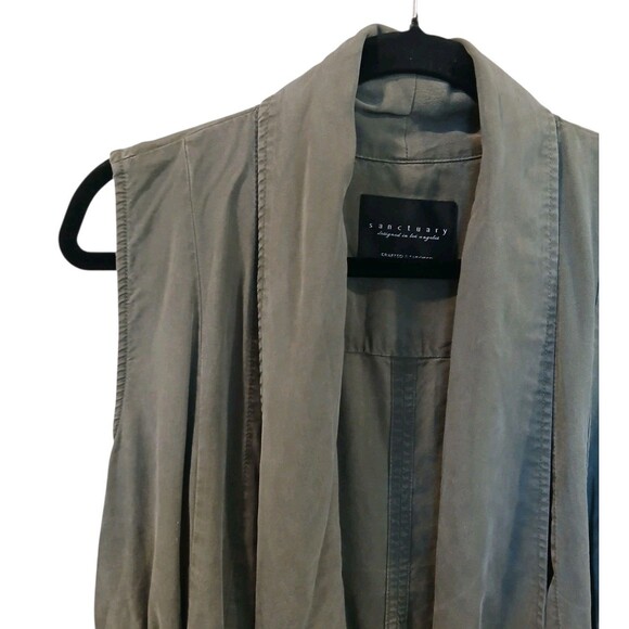Sanctuary Women's Vest Olive Green Tie Waist Tunic Sleeveless Top Size Small - Picture 4 of 12
